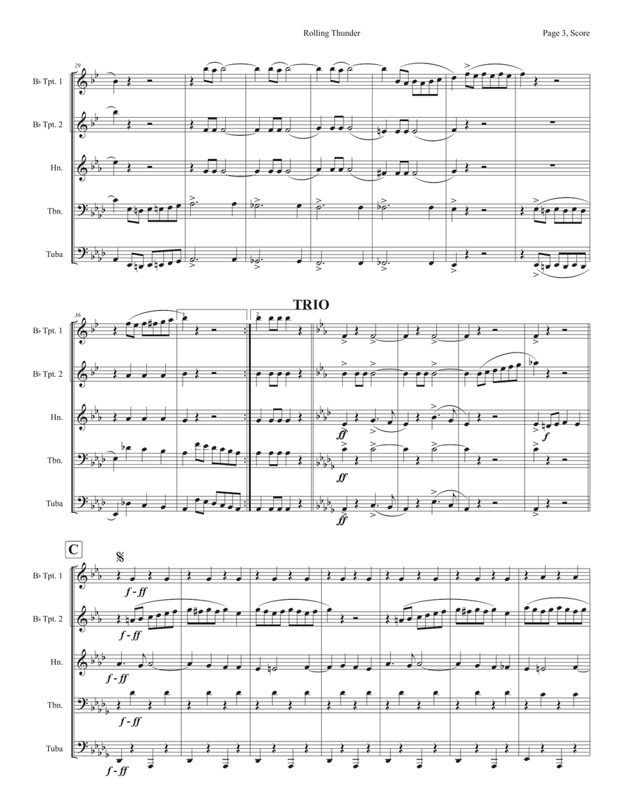Rolling Thunder - A Trombone Ace Brass Ensemble scores gallery preview page 3