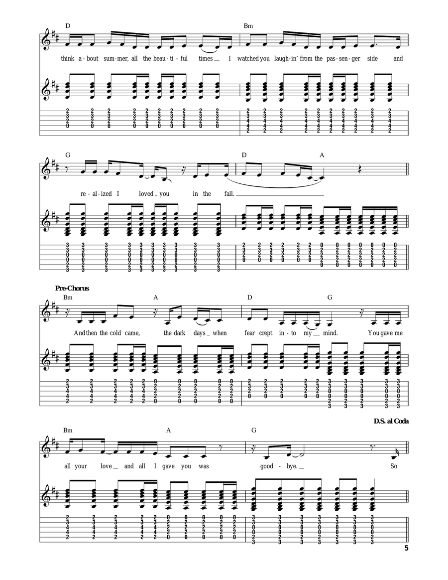 Back To December Acoustic Guitar scores gallery preview page 5