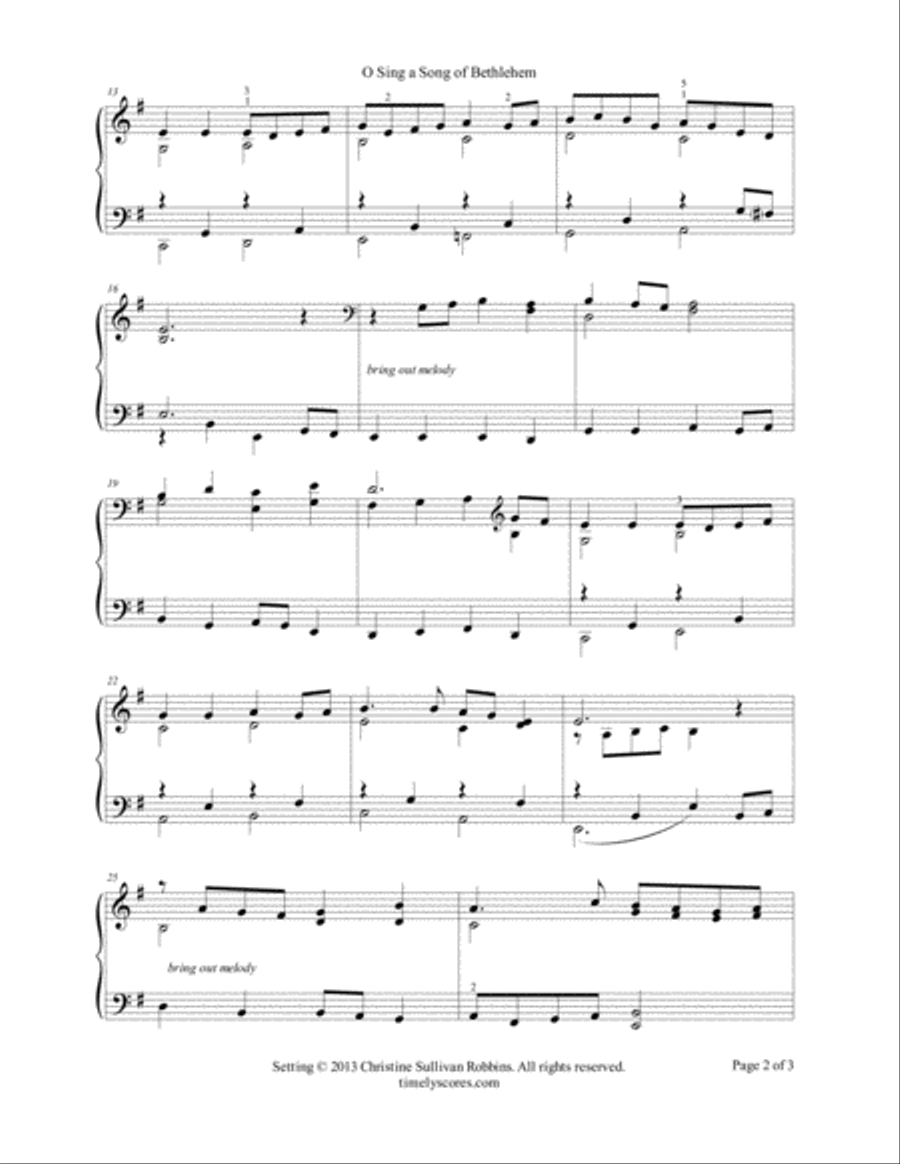O Sing a Song of Bethlehem (Kingsfold) Piano Solo scores gallery preview page 2