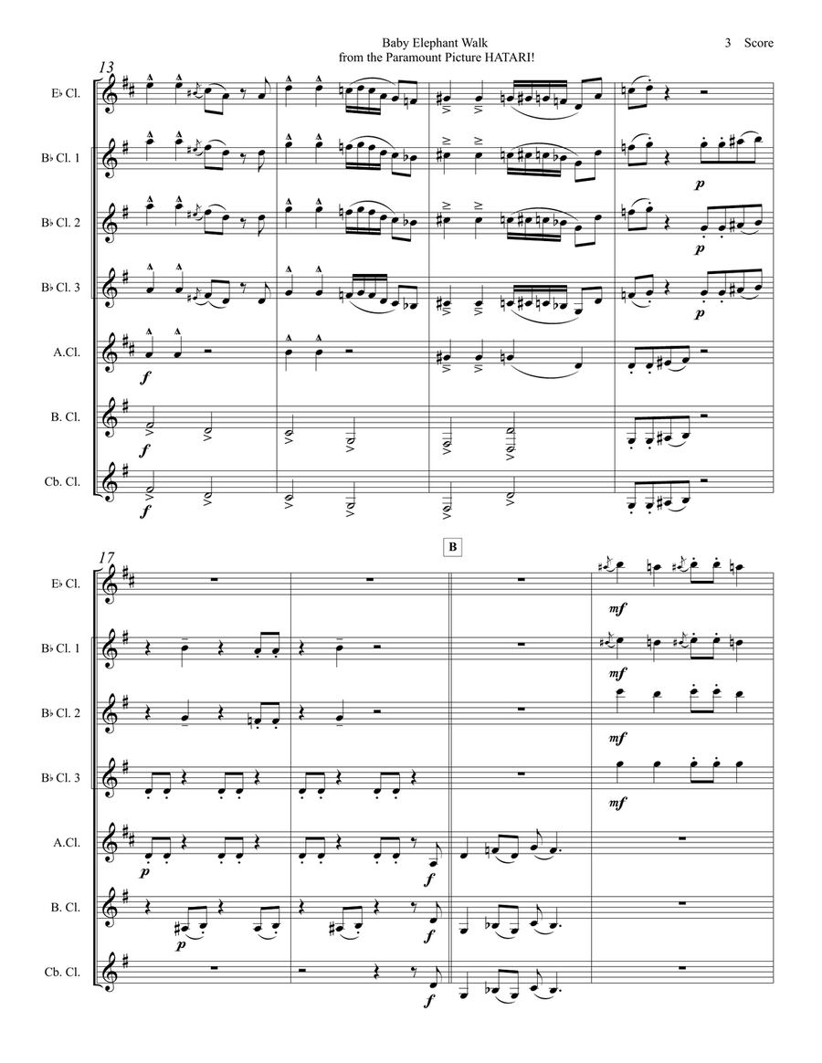 Baby Elephant Walk Woodwind Ensemble scores gallery preview page 4