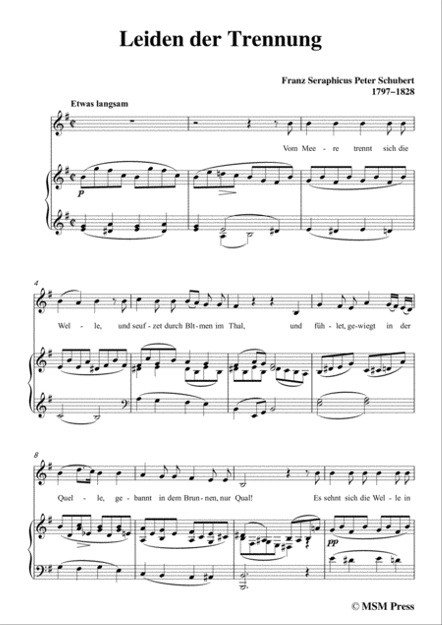 Schubert-Leiden der Trennung,in G Major,for Voice&Piano Voice scores gallery preview page 3