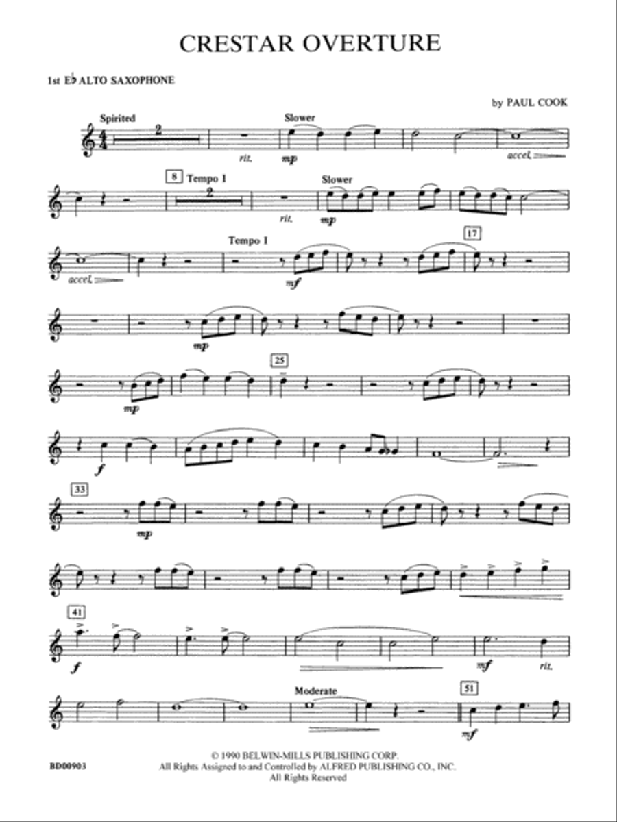 Crestar Overture: E-flat Alto Saxophone Concert Band scores gallery preview page 1