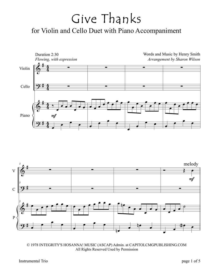 Give Thanks Piano Trio scores gallery preview page 4