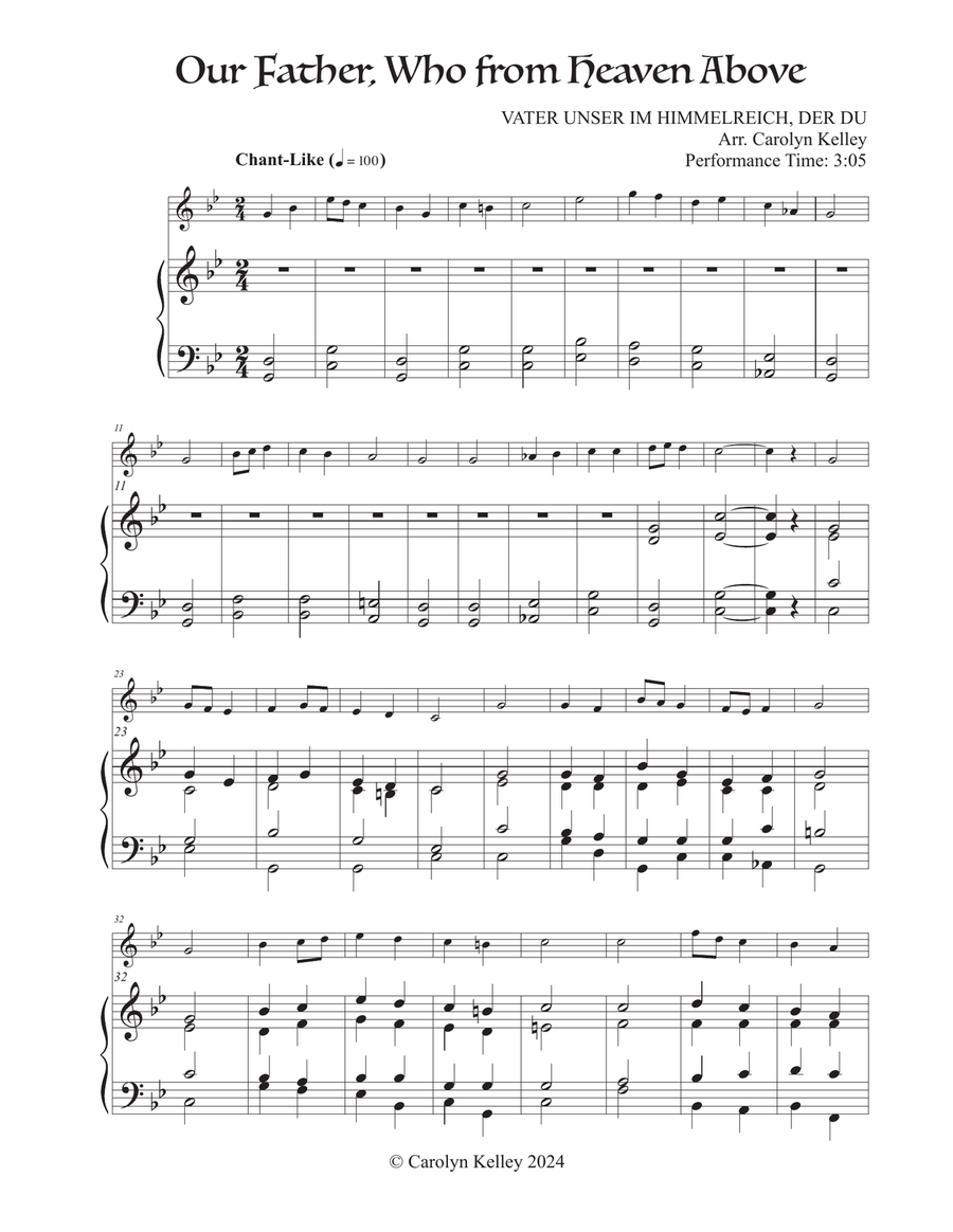 Our Father, Who From Heaven Above (Hymn Tune: VATER UNSER IM HIMMELREICH, DER DU) Flute Solo scores gallery preview page 1