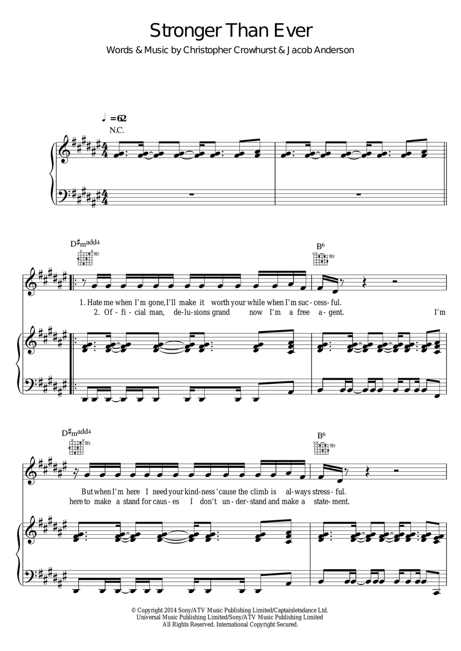 Stronger Than Ever Piano, Vocal scores gallery preview page 1