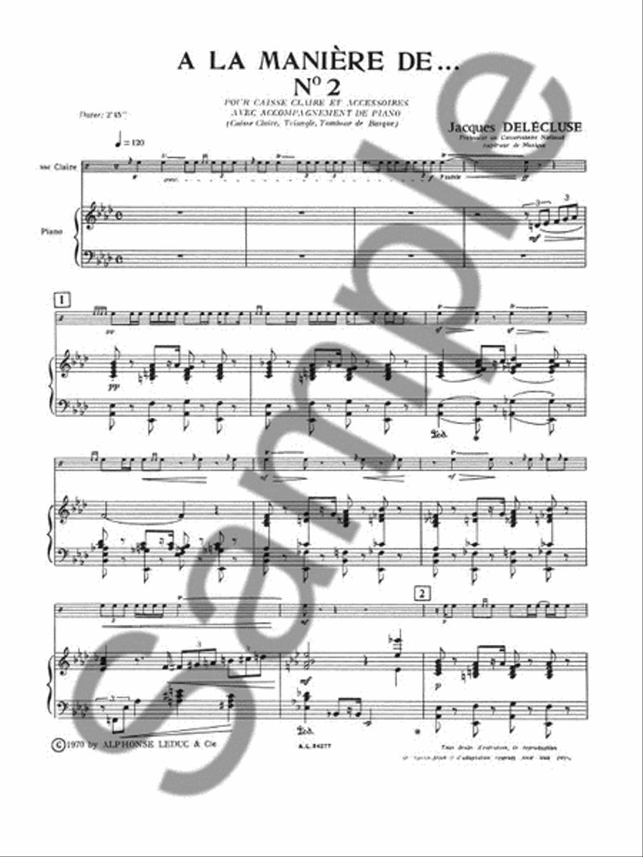 A La Maniere De...no. 2 (percussion And Piano) Piano Accompaniment scores gallery preview page 2