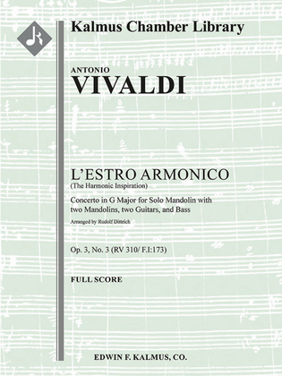L'Estro Armonico, Op. 3, No. 3: Concerto for Mandolin in G, RV 310 / F.I:173 [contemporary transcription]