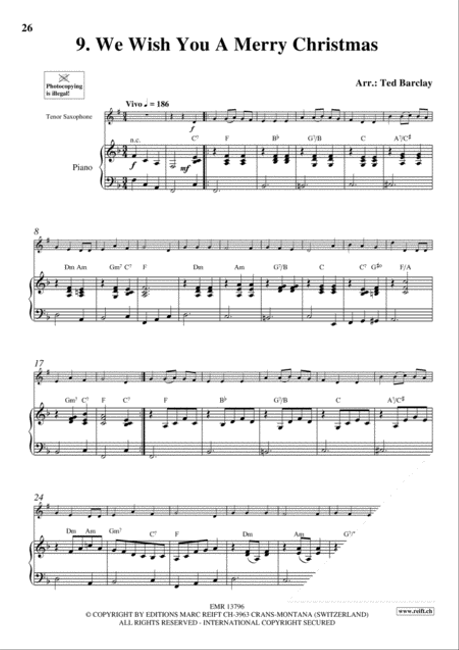 10 Easy Christmas Solos Tenor Saxophone scores gallery preview page 11