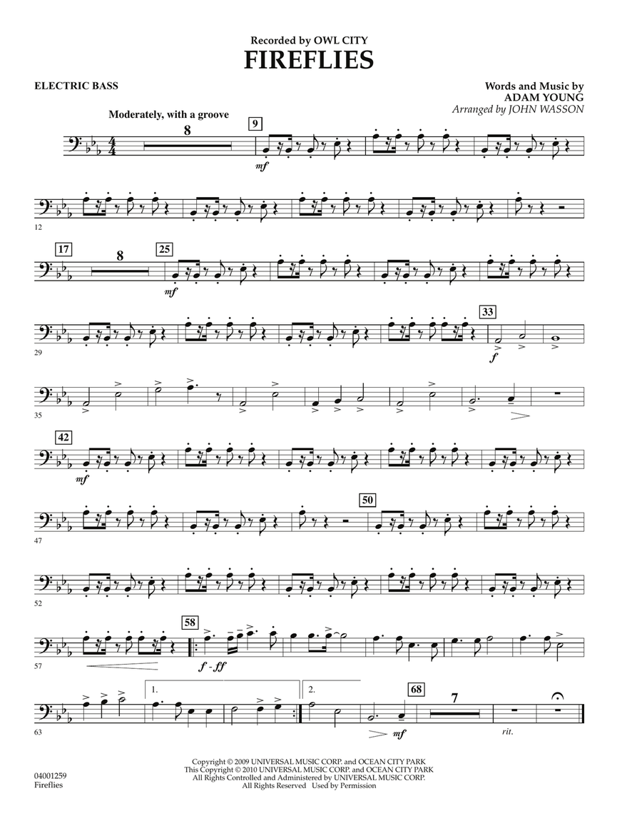 Fireflies - Electric Bass Concert Band scores gallery preview page 1