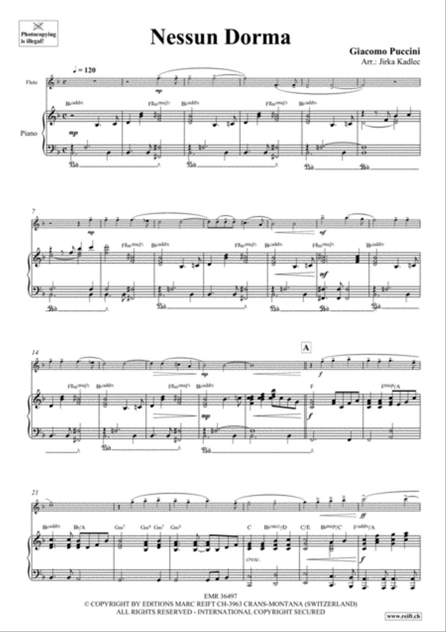 Nessun Dorma Flute Solo scores gallery preview page 3