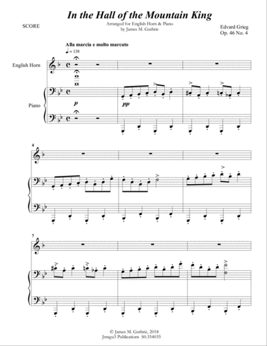 Grieg: Hall of the Mountain King from Peer Gynt Suite for English Horn & Piano English Horn scores gallery preview page 2