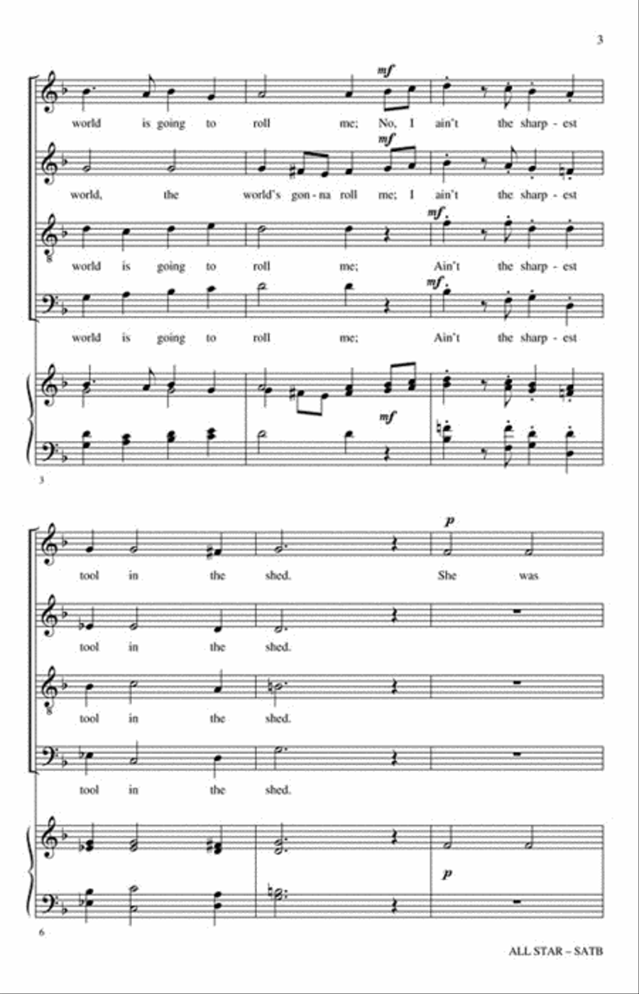 All Star (As an English Madrigal) 4-Part scores gallery preview page 3