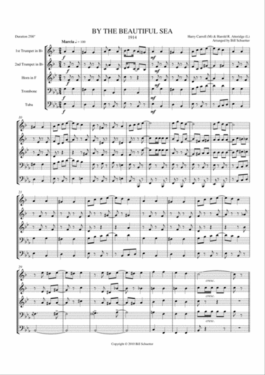 By the Beautiful Sea By the Beautiful Sea Brass Quintet scores gallery preview page 1