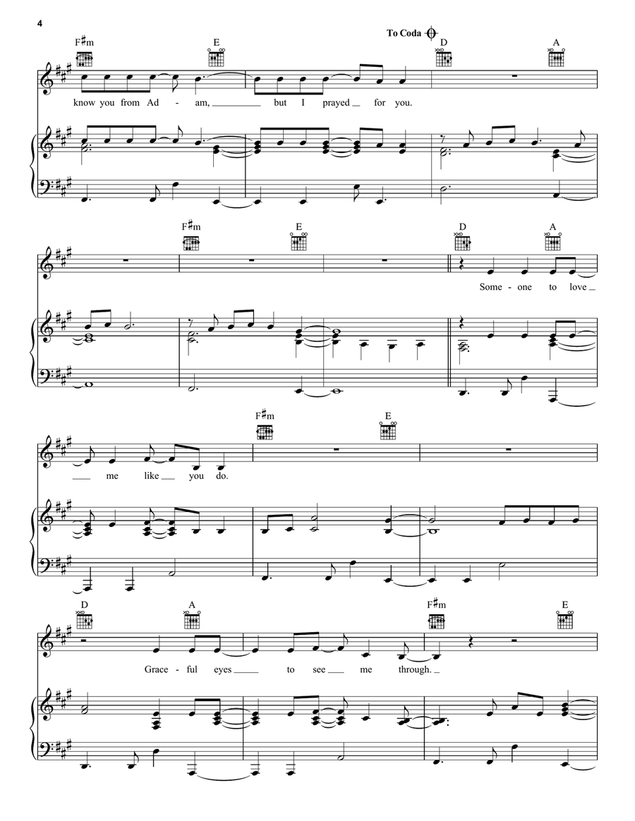 Prayed For You Piano, Vocal, Guitar scores gallery preview page 4