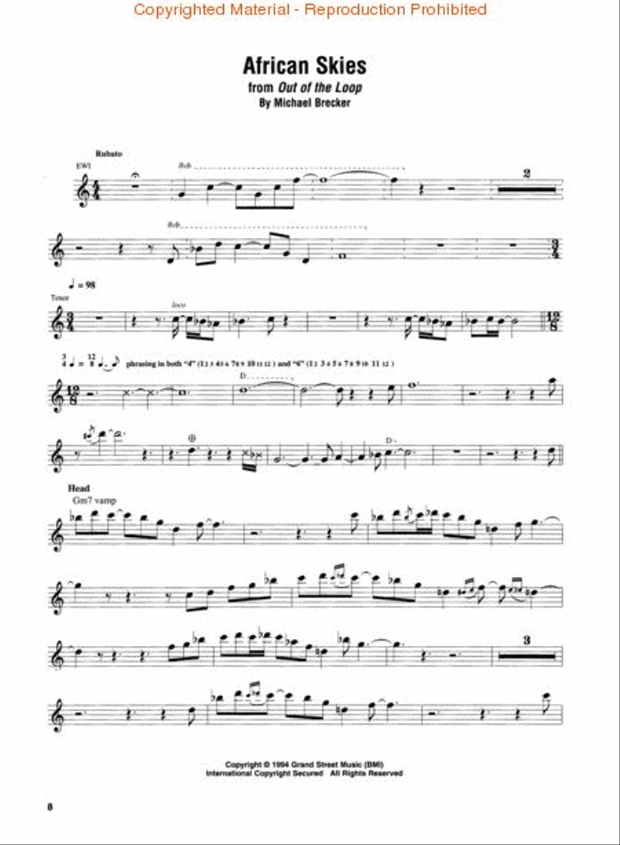 The Michael Brecker Collection Tenor Saxophone scores gallery preview page 2