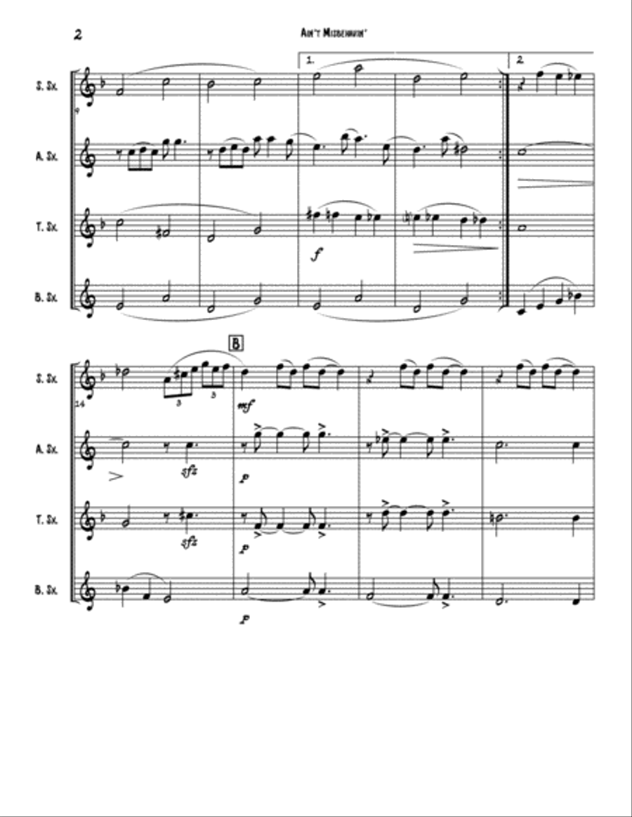 Ain't Misbehavin' Woodwind Quartet scores gallery preview page 2