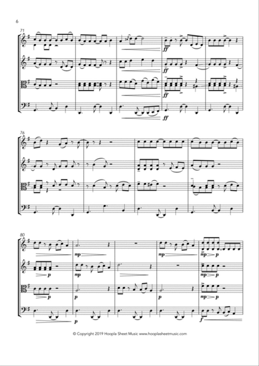 Jingle Bells Salsa String Quartet scores gallery preview page 6