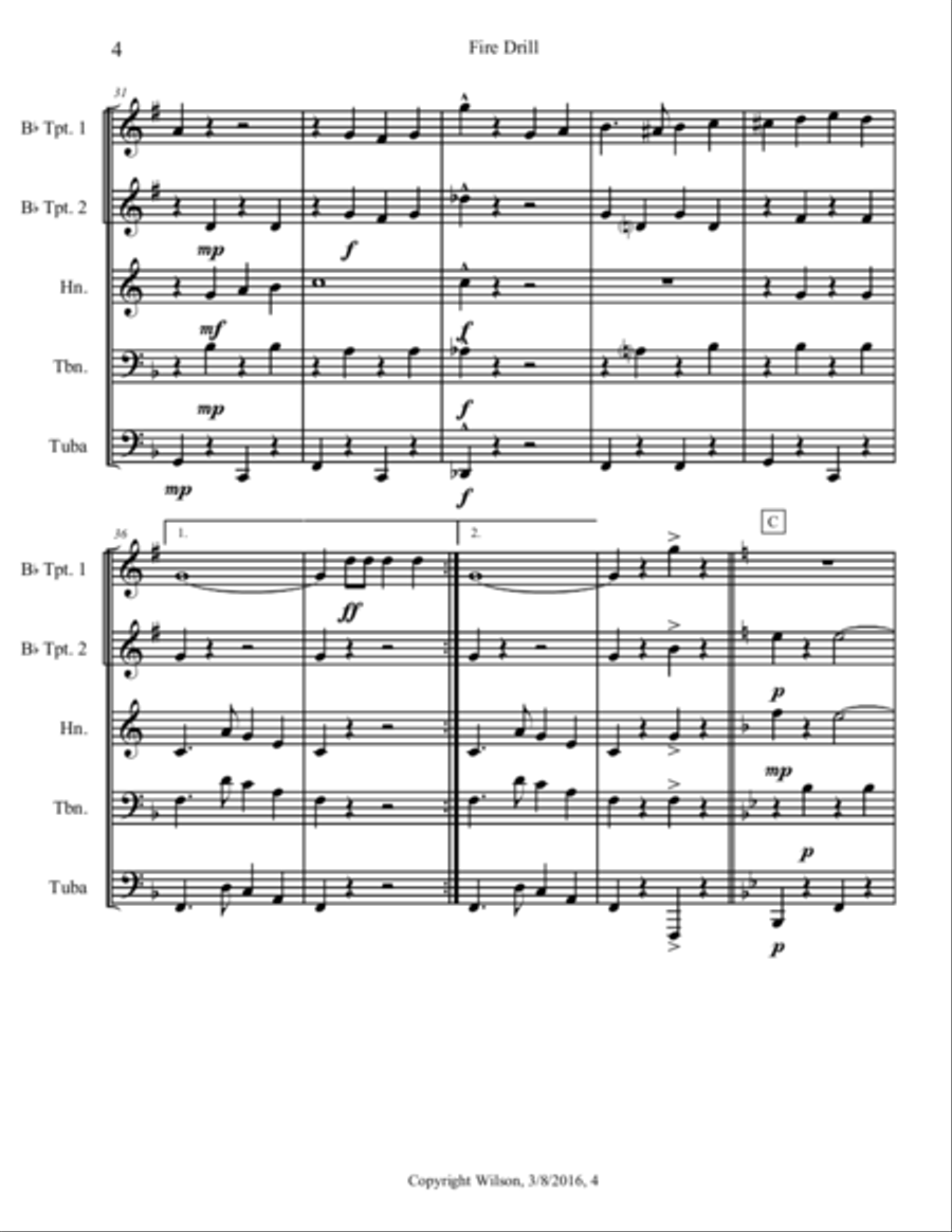 Fire Drill Brass Quintet scores gallery preview page 5