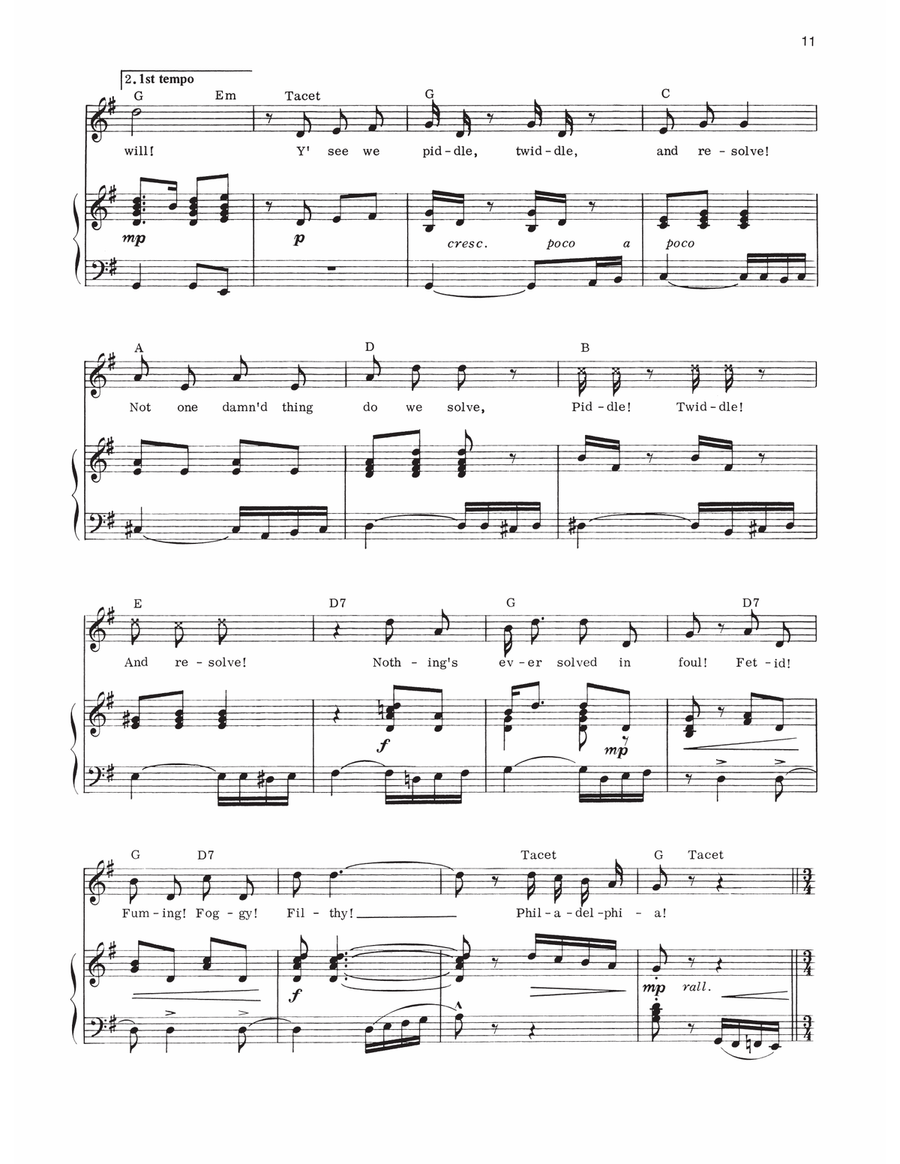 Piddle, Twiddle And Resolve (from 1776) Piano, Vocal, Guitar scores gallery preview page 3