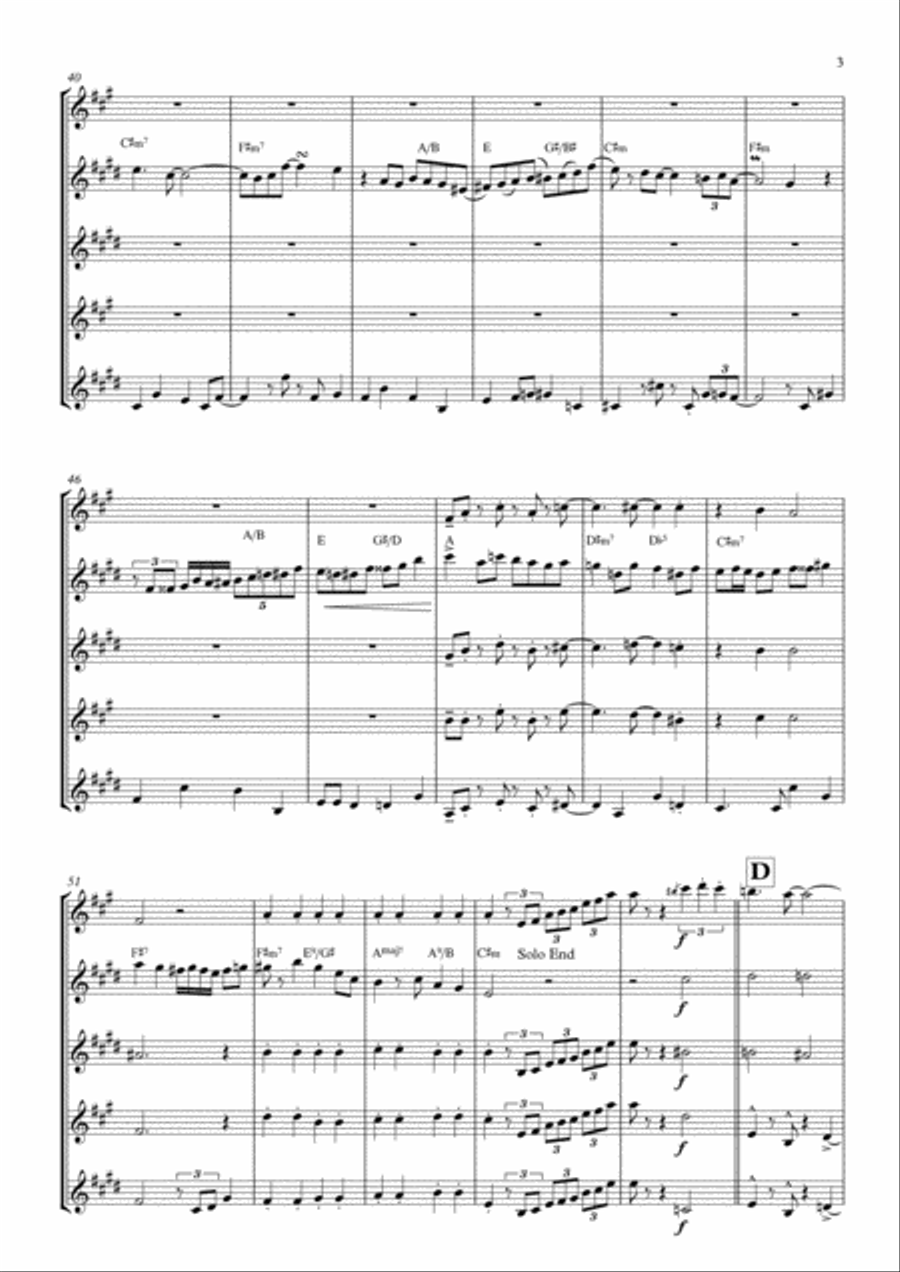 Isn't She Lovely Woodwind Quartet scores gallery preview page 3