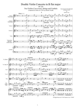 Vivaldi - Double Violin Concerto in B flat major RV 529 for Two Violins, Strings and Cembalo
