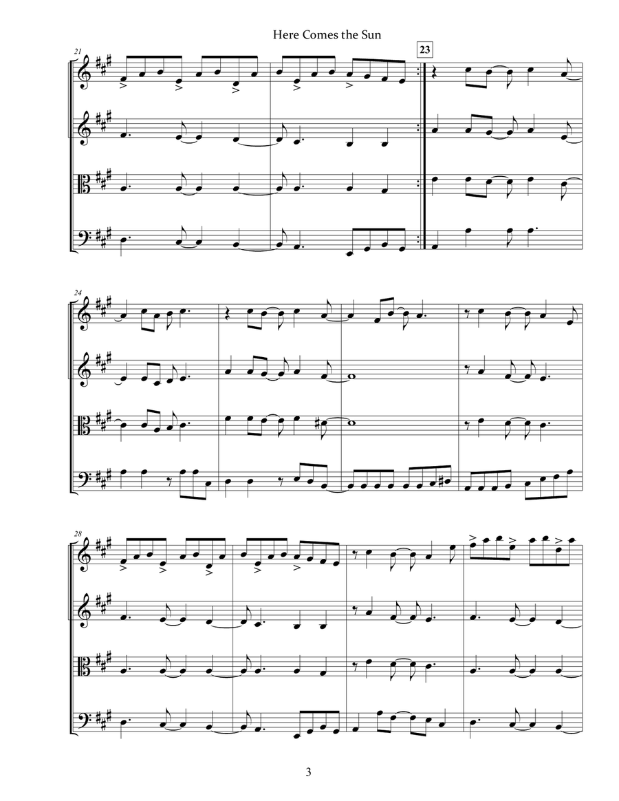Here Comes The Sun String Quartet scores gallery preview page 5