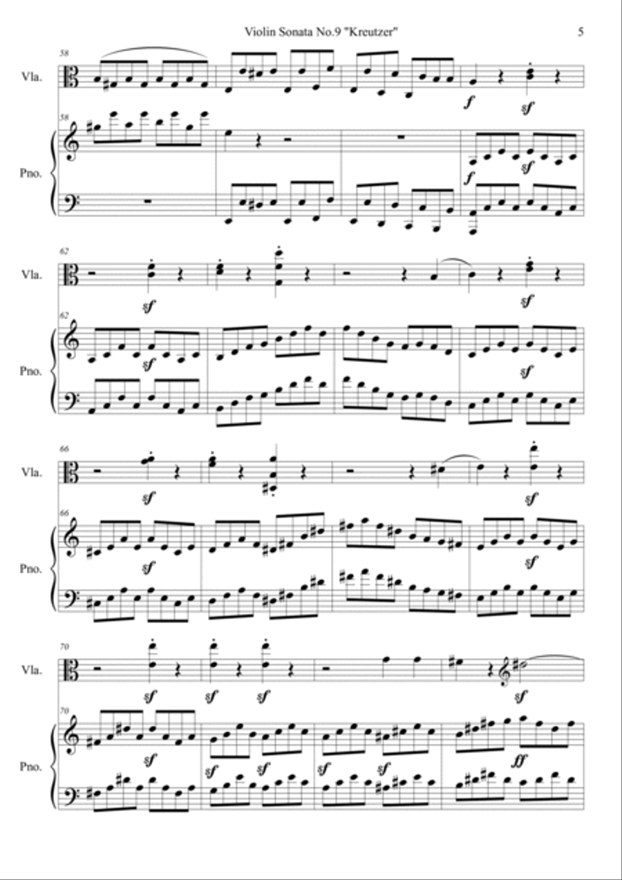 Violin sonata no.9 op.47 'Kreutzer' Viola scores gallery preview page 5