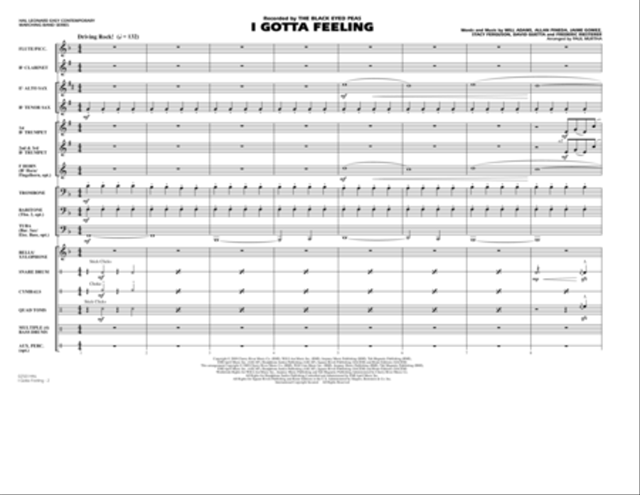 I Gotta Feeling - Full Score Marching Band scores gallery preview page 2