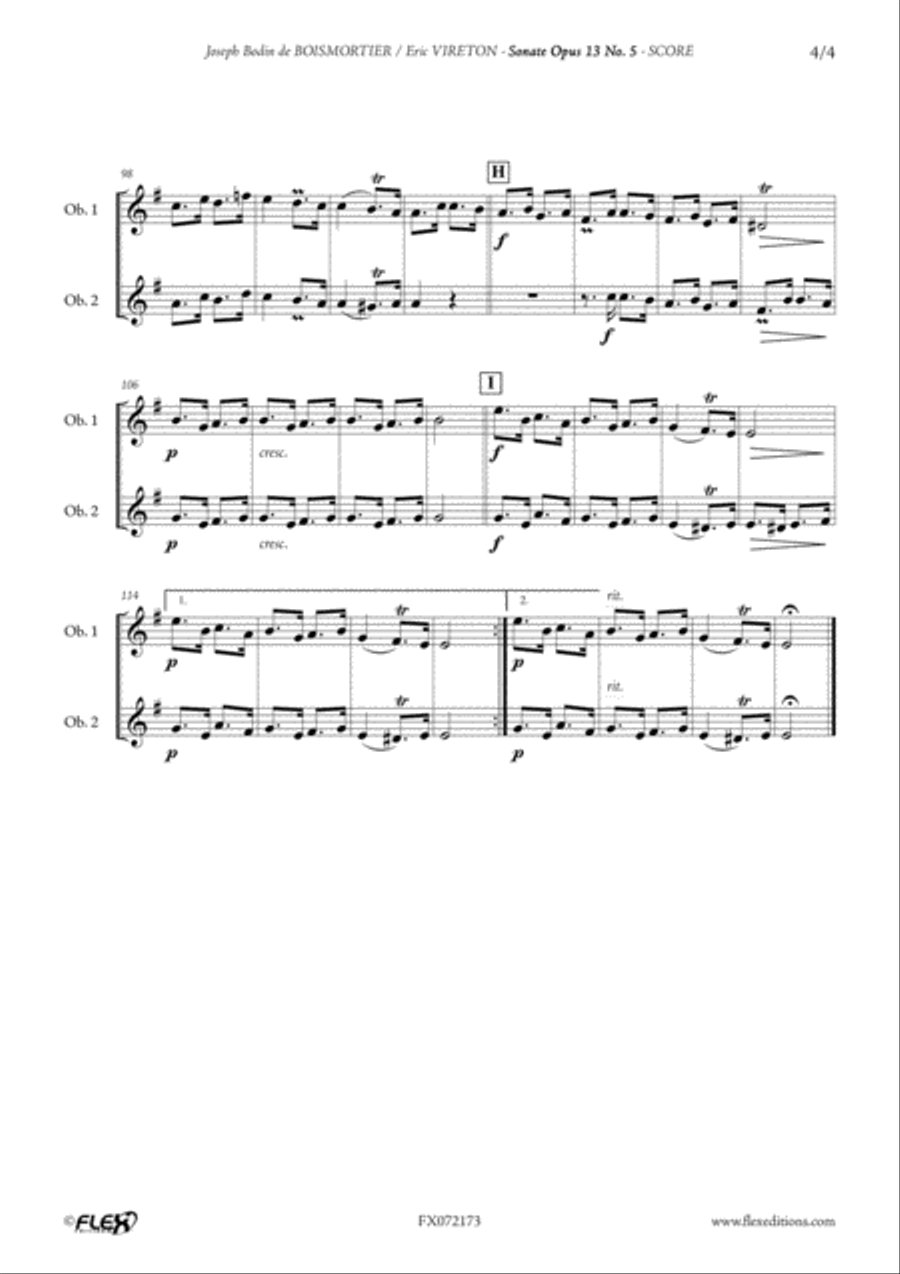 Sonata Opus 13 No. 5 Sonata Opus 13 No. 5 Woodwind Duet scores gallery preview page 5
