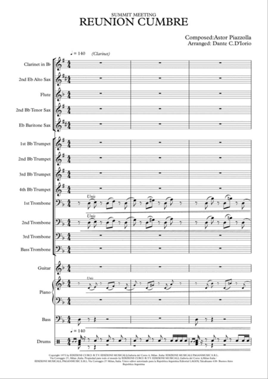 Reunión cumbre ( Astor Piazzolla) Jazz Ensemble scores gallery preview page 2