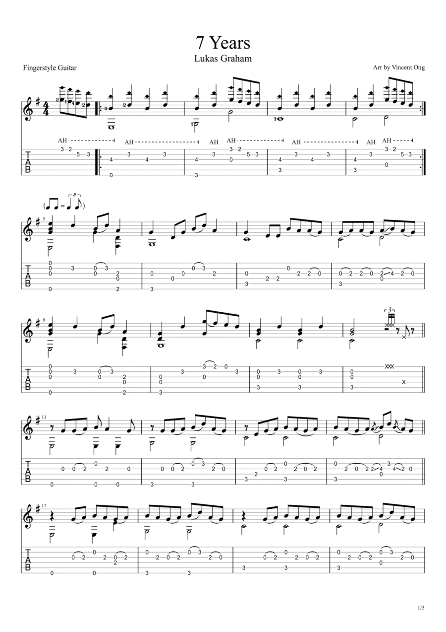 7 Years Electric Guitar scores gallery preview page 1