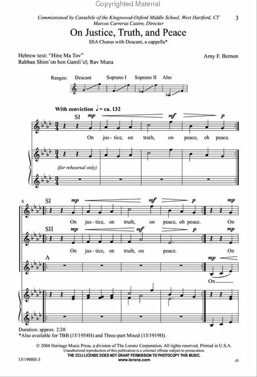 On Justice, Truth, and Peace SSA scores gallery preview page 2