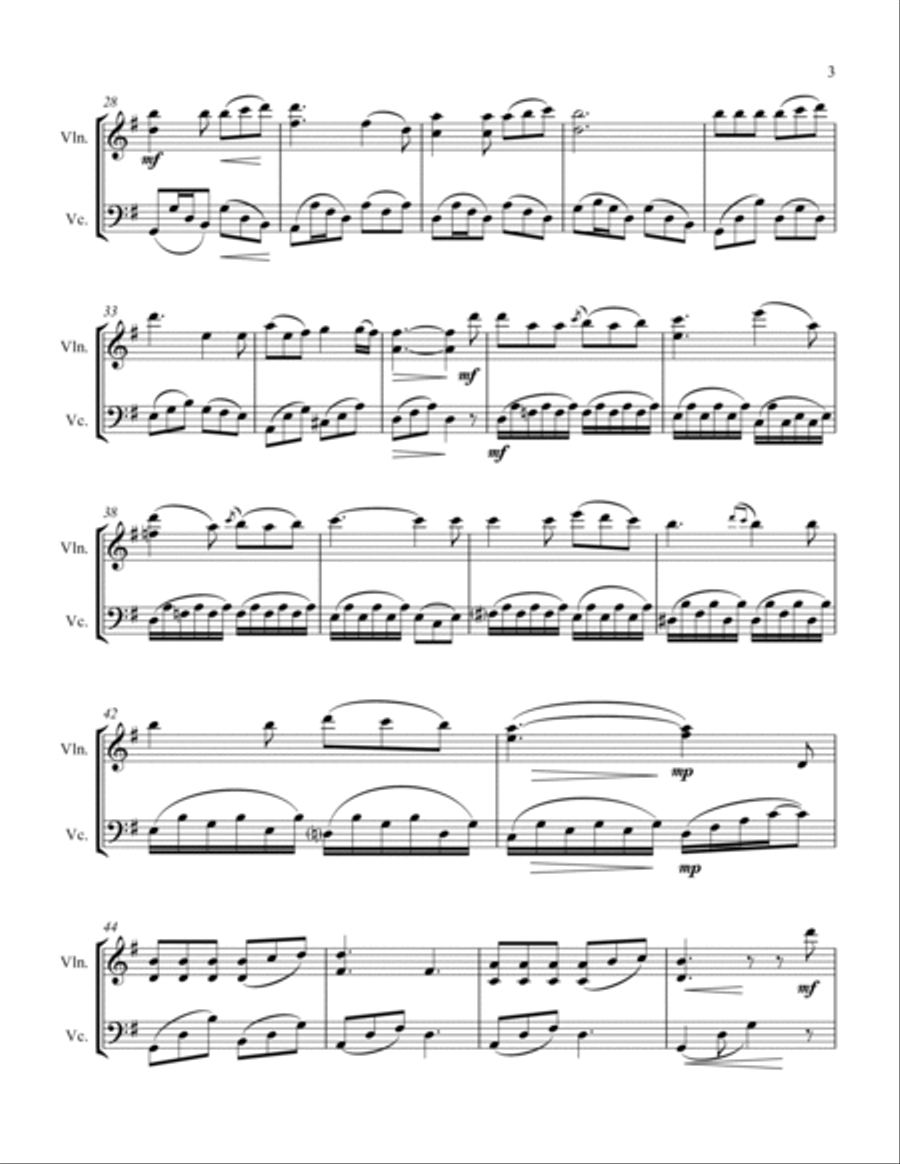 ON WINGS OF SONG - String Duo, Intermediate Level for violin and cello String Duet scores gallery preview page 5