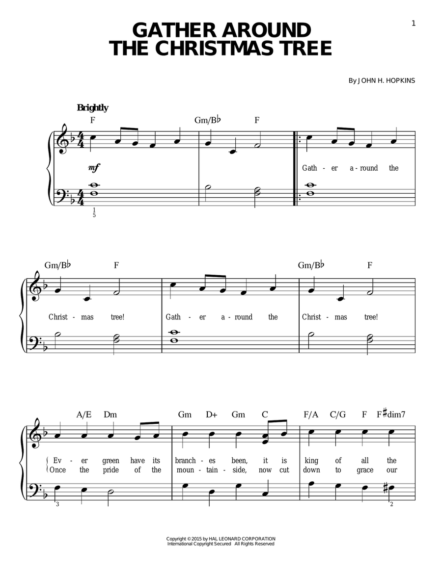 Gather Around The Christmas Tree Easy Piano scores gallery preview page 1