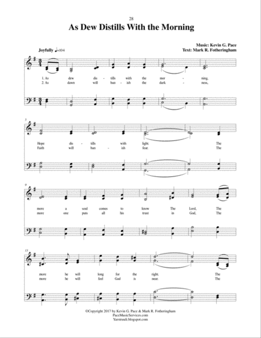 As Dew Distills With the Morning - an original hymn for SATB voices image number null