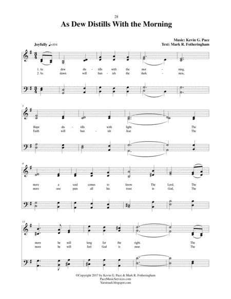As Dew Distills With the Morning - an original hymn for SATB voices image number null