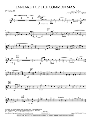 Fanfare For The Common Man (arr. Robert Longfield) - Bb Trumpet 1