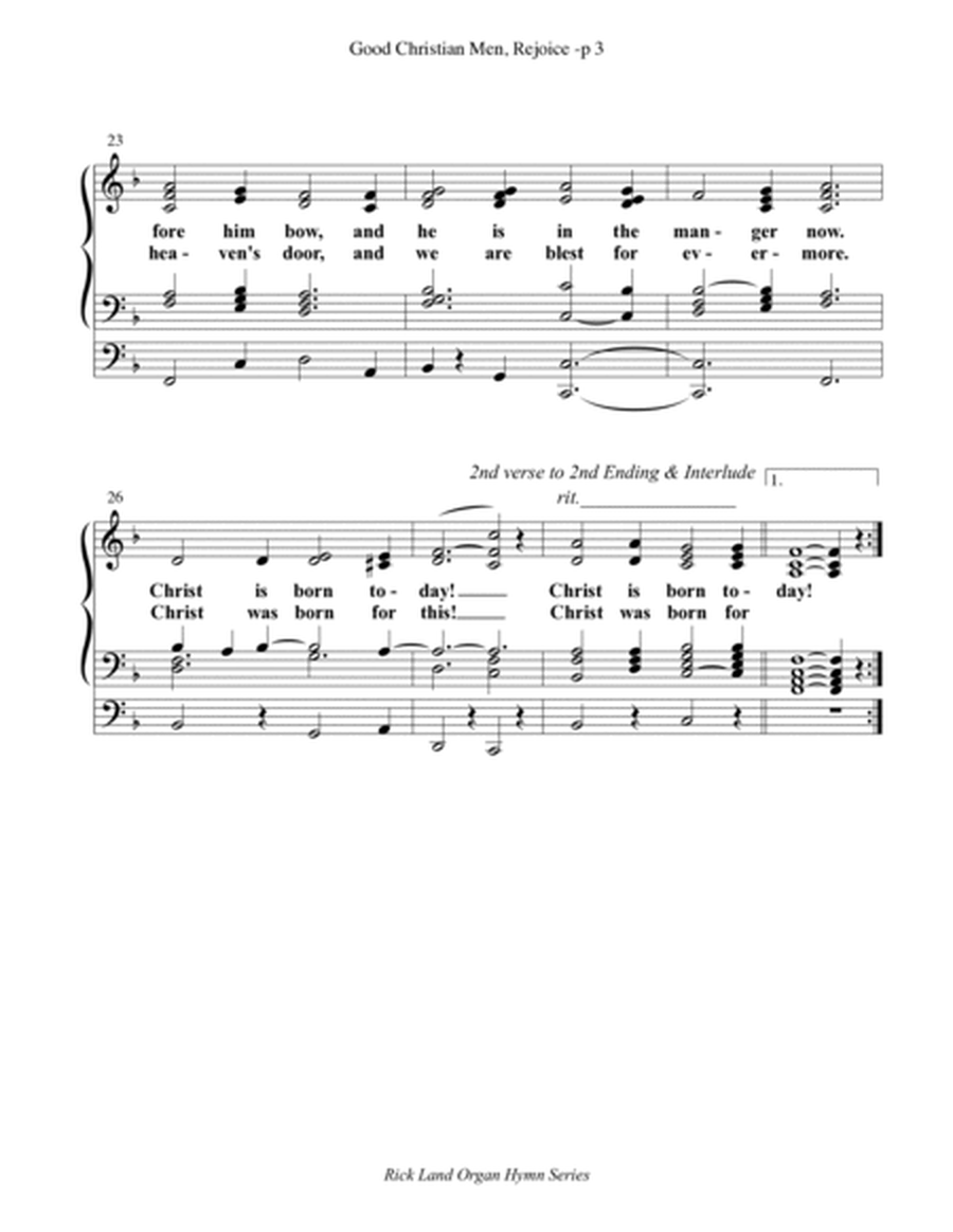 Good Christian Men Rejoice - Christmas Hymn Harmonization for Organ image number null