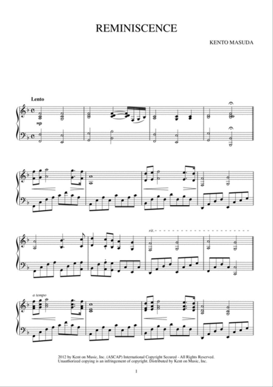 REMINISCENCE REMINISCENCE Piano Solo scores gallery preview page 2