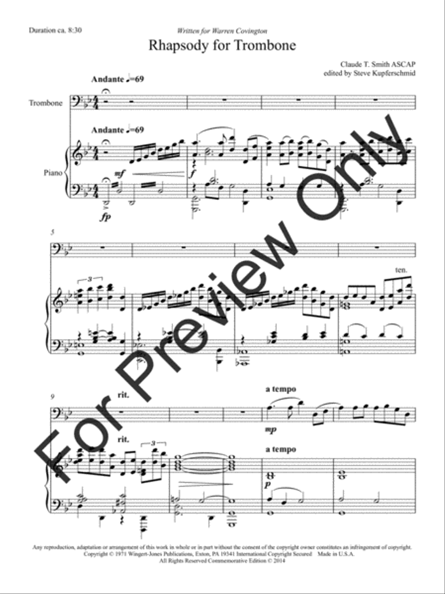 Rhapsody For Trombone Rhapsody For Trombone Trombone scores gallery preview page 5