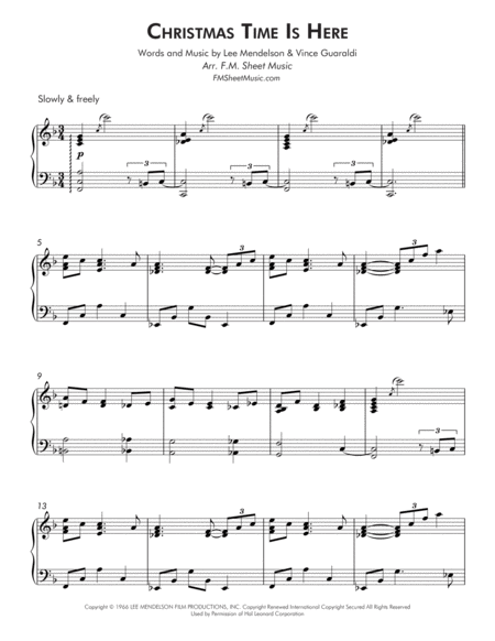 Christmas Time Is Here (Late Intermediate Jazz Piano) image number null