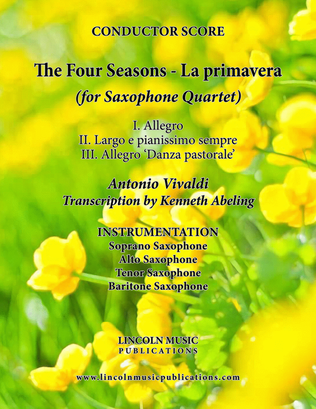 Book cover for The Four Seasons - La Primavera (for Saxophone Quartet SATB)