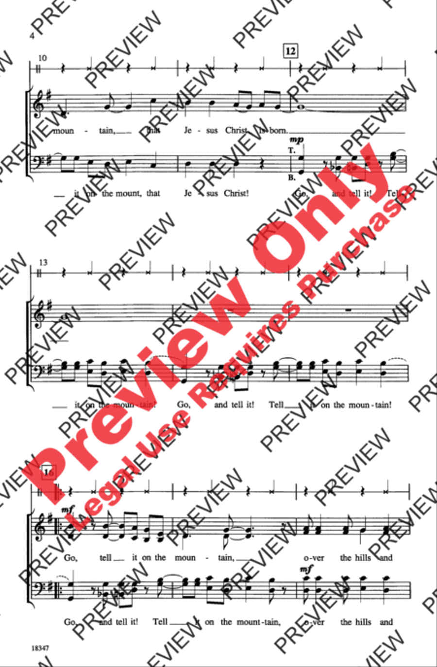 Go, Tell It on the Mountain 4-Part scores gallery preview page 4