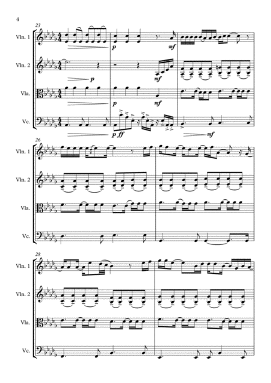 Against All Odds (take A Look At Me Now) String Quartet scores gallery preview page 4
