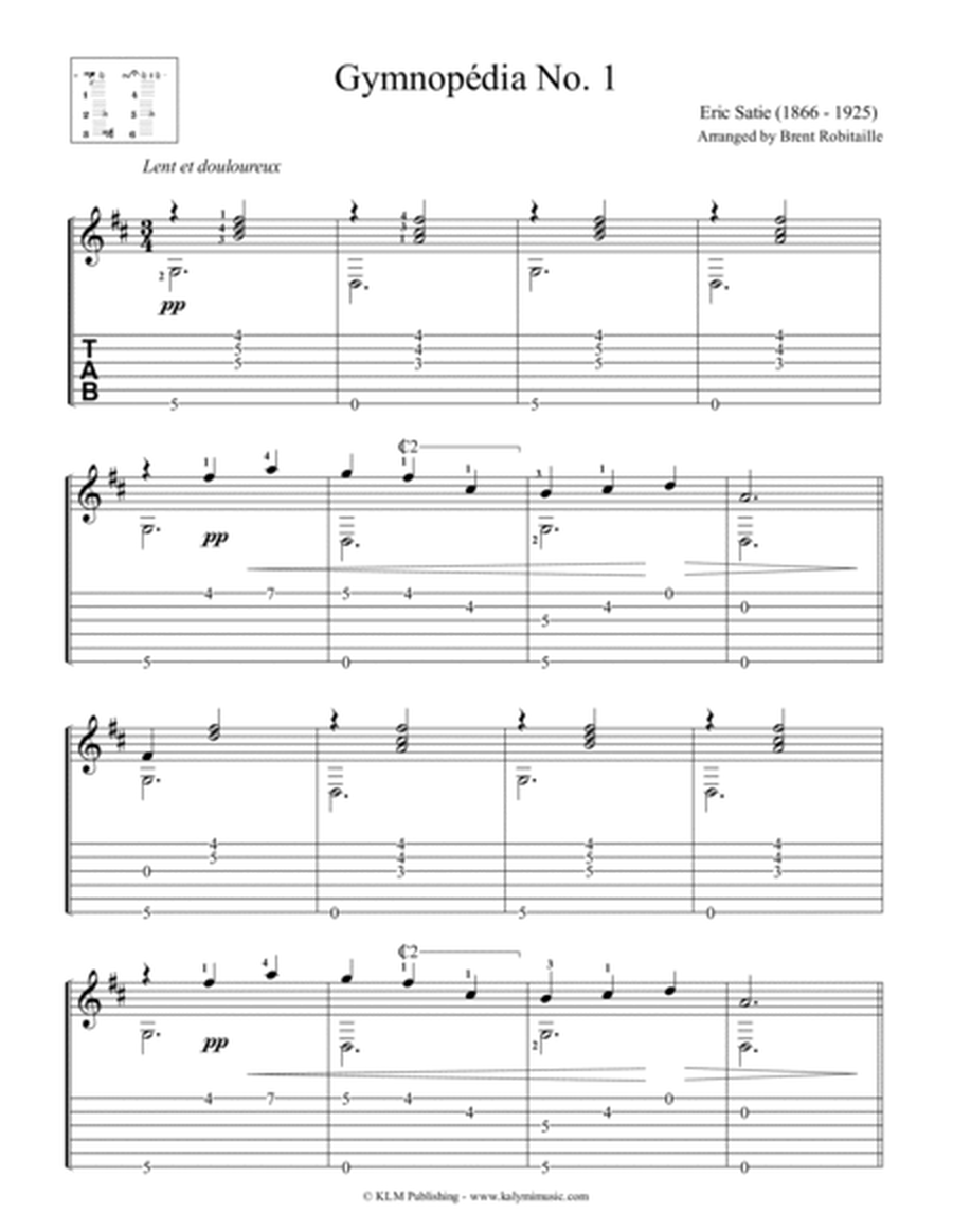 Erik Satie - Gymnopédia No. 1 - Classical Guitar - Open D Tuning image number null