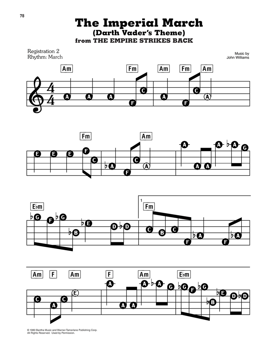 The Imperial March (Darth Vader's Theme) (from Star Wars: The Empire Strikes Back) Electronic Keyboard scores gallery preview page 1
