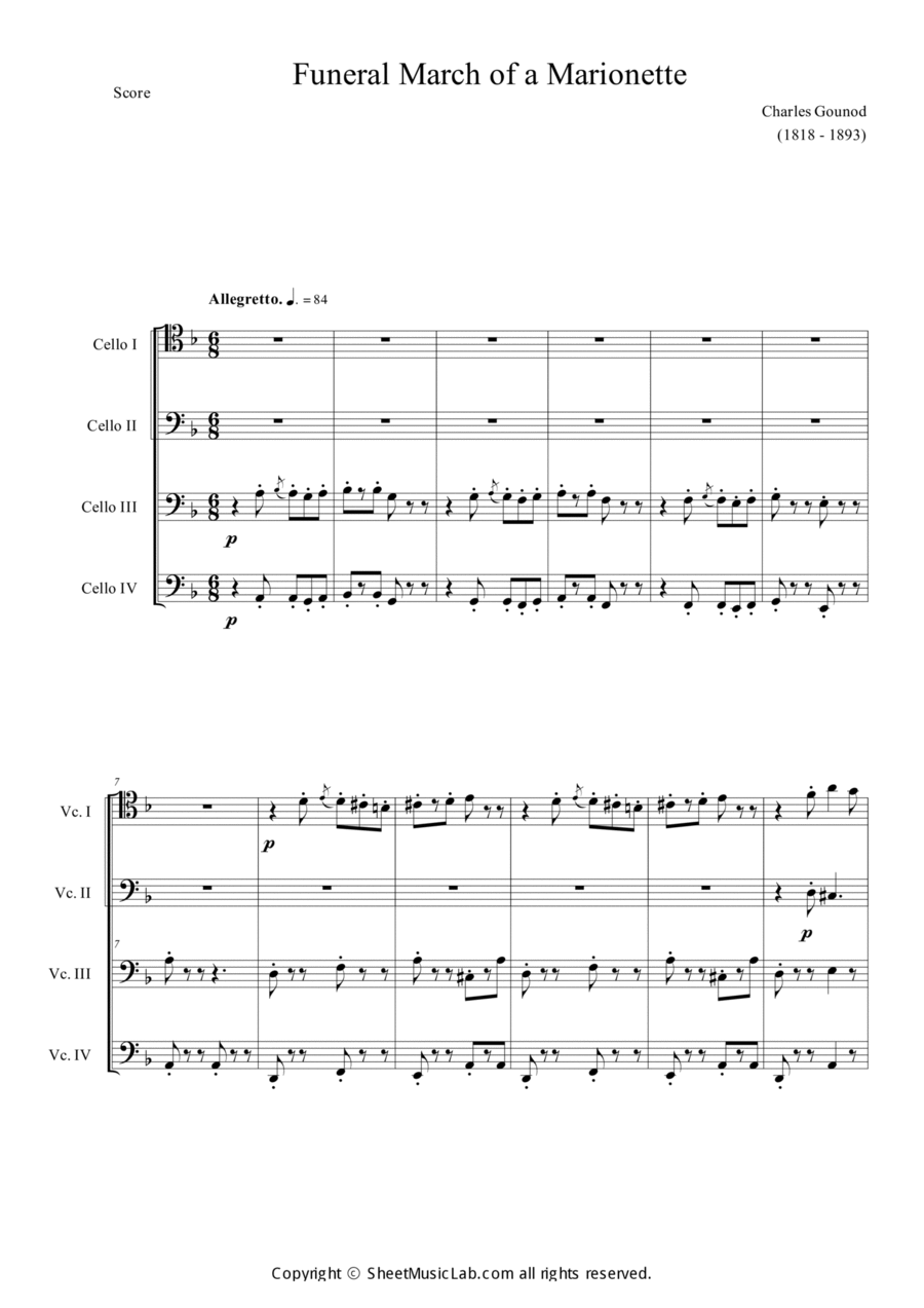 Funeral March of a Marionette Cello scores gallery preview page 1