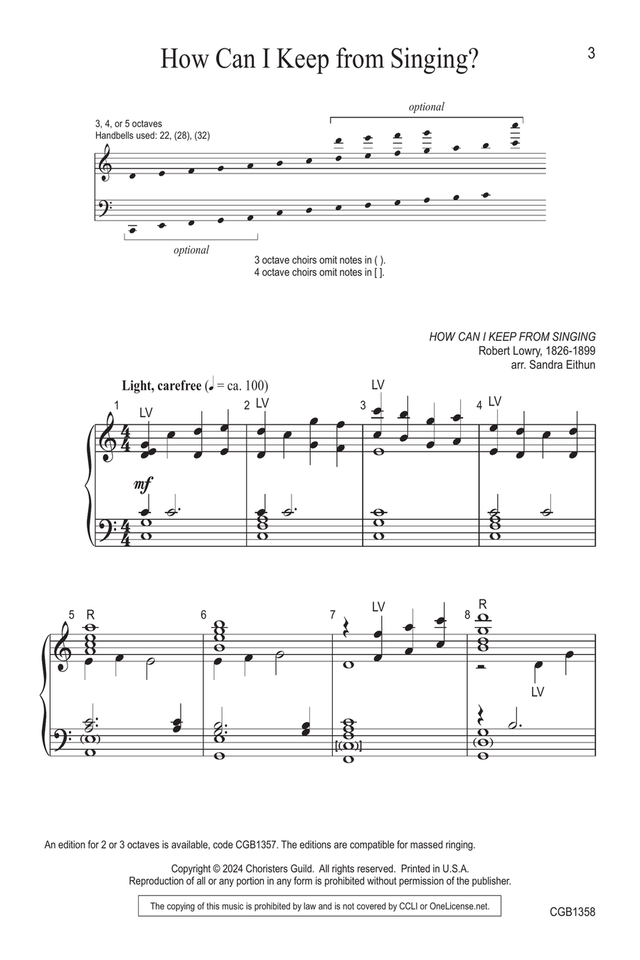 How Can I Keep from Singing? (3-5 octaves) 5-Octaves scores gallery preview page 3