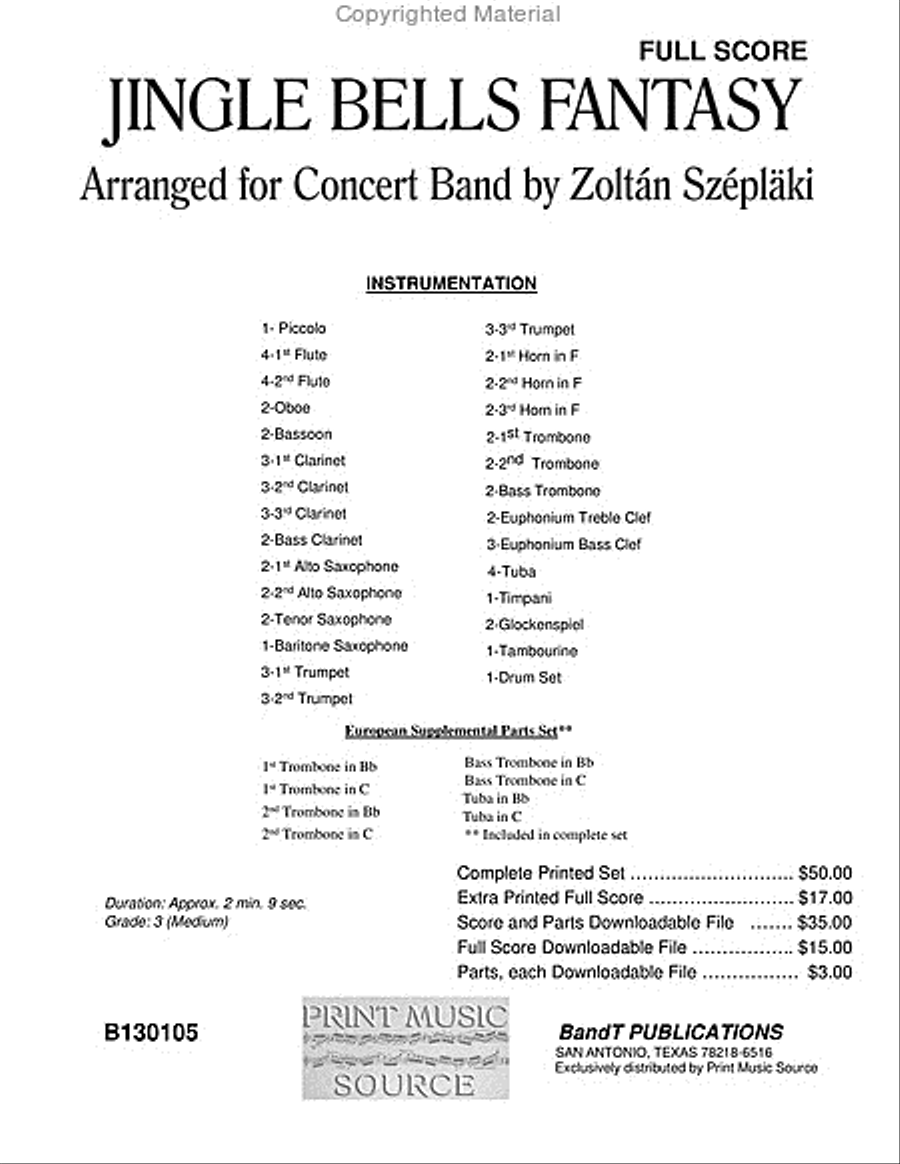 Jingle Bells Fantasy Concert Band scores gallery preview page 2
