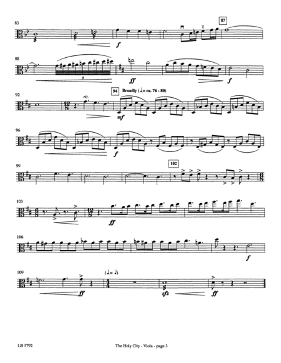 The Holy City (arr. Mark Hayes) - Viola Choir scores gallery preview page 3